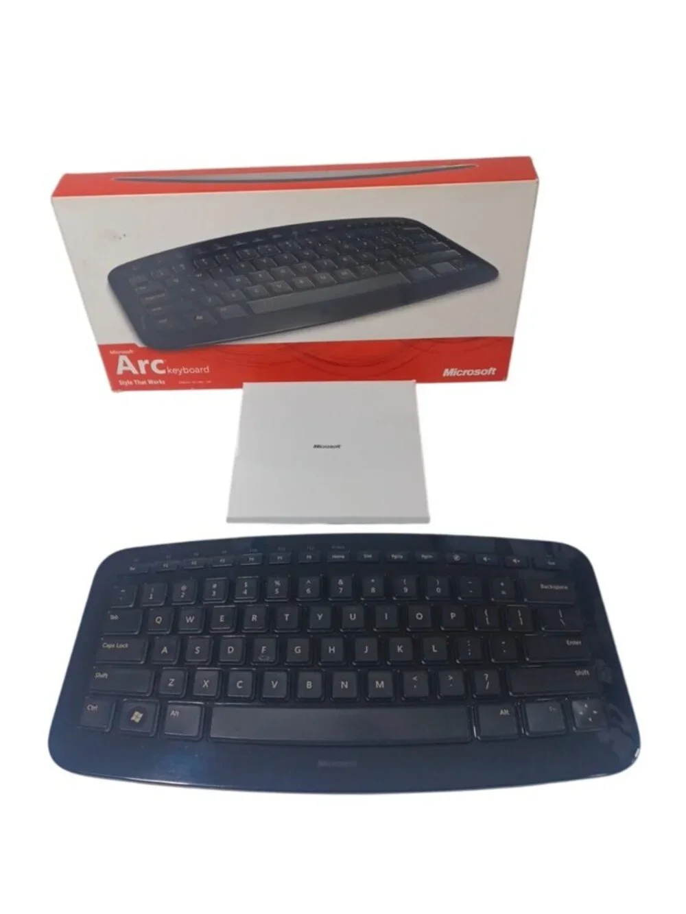 Microsoft Arc Wireless Keyboard 1392 Black w/ USB Dongle - No Batteries - Tested